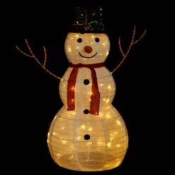 VidaXL Decorative Christmas Snowman Figure With LED Luxury Fabric 90cm -VIDAXL DECOR SHOP image 3 329760