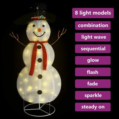 VidaXL Decorative Christmas Snowman Figure LED Luxury Fabric 180cm 5 VidaXL Decorative Christmas Snowman Figure LED Luxury Fabric 180cm - Image 3