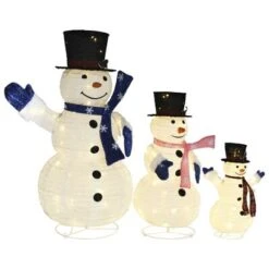 VidaXL Decorative Christmas Snowman Family Figures With LED Luxury Fabric -VIDAXL DECOR SHOP image 3 329765