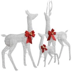 VidaXL Reindeer Family Christmas Decoration White And Silver 201 LEDs -VIDAXL DECOR SHOP image 3 329771