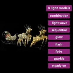 VidaXL Reindeer & Sleigh Christmas Decoration 100 LEDs Outdoor Gold -VIDAXL DECOR SHOP image 3 329830