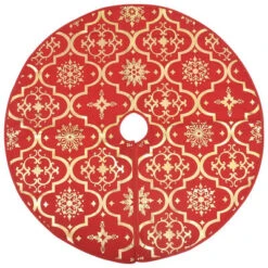 VidaXL Luxury Christmas Tree Skirt With Sock Red 122 Cm Fabric 18 VidaXL Luxury Christmas Tree Skirt With Sock Red 122 Cm Fabric -VIDAXL DECOR SHOP image 3 330276
