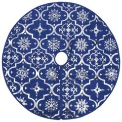 VidaXL Luxury Christmas Tree Skirt With Sock Blue 150 Cm Fabric 18 VidaXL Luxury Christmas Tree Skirt With Sock Blue 150 Cm Fabric -VIDAXL DECOR SHOP image 3 330280