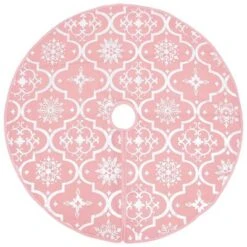 VidaXL Luxury Christmas Tree Skirt With Sock Pink 122 Cm Fabric -VIDAXL DECOR SHOP image 3 330285