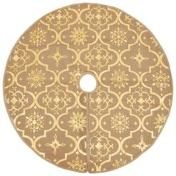 VidaXL Luxury Christmas Tree Skirt With Sock Yellow 90 Cm Fabric -VIDAXL DECOR SHOP image 3 330290