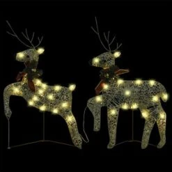 VidaXL Christmas Reindeers 2 Pcs Gold 40 LEDs -VIDAXL DECOR SHOP image 3 342683