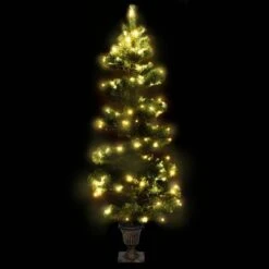 VidaXL Swirl Christmas Tree With Pot And LEDs Green 120 Cm PVC -VIDAXL DECOR SHOP image 3 344649