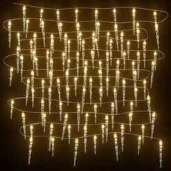 VidaXL Christmas Icicle Light 100 LEDs Warm White 10 M Acrylic PVC -VIDAXL DECOR SHOP image 3 356227