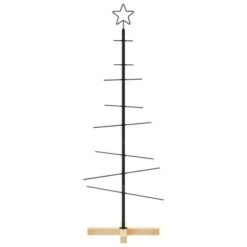 VidaXL Metal Christmas Tree With Wooden Base Black 120 Cm -VIDAXL DECOR SHOP image 3 359603