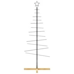 VidaXL Metal Christmas Tree With Wooden Base Black 150 Cm -VIDAXL DECOR SHOP image 3 359604