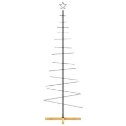 VidaXL Metal Christmas Tree With Wooden Base Black 180 Cm -VIDAXL DECOR SHOP image 3 359605