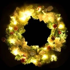 VidaXL Christmas Wreath With LED Lights Green 60 Cm PVC -VIDAXL DECOR SHOP image 4 321516