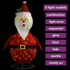 VidaXL Decorative Christmas Santa Claus Figure LED Luxury Fabric 60cm -VIDAXL DECOR SHOP image 4 328497
