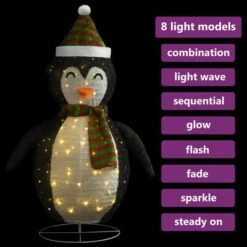 VidaXL Decorative Christmas Snow Penguin Figure LED Luxury Fabric 60cm -VIDAXL DECOR SHOP image 4 328500