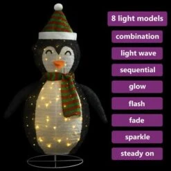 VidaXL Decorative Christmas Snow Penguin Figure LED Luxury Fabric 90cm -VIDAXL DECOR SHOP image 4 328501