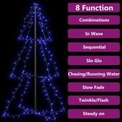 VidaXL Christmas Cone Tree 160 LEDs Indoor And Outdoor 78x120 Cm -VIDAXL DECOR SHOP image 4 328567
