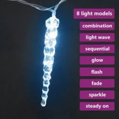 VidaXL Christmas Icicle Lights 40pcs Cold White Acrylic Remote Control -VIDAXL DECOR SHOP image 4 328613