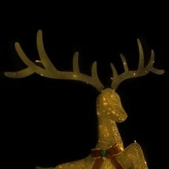 VidaXL Flying Reindeer Christmas Decoration 120 LEDs Gold Warm White -VIDAXL DECOR SHOP image 4 329768