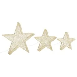 VidaXL Christmas Decoration Stars 3 Pcs Gold Mesh LED Outdoor Indoor -VIDAXL DECOR SHOP image 4 329775