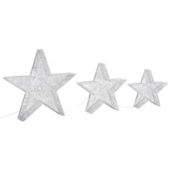 VidaXL Christmas Decoration Stars 3 Pcs Silver Mesh LED Outdoor Indoor -VIDAXL DECOR SHOP image 4 329776