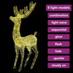VidaXL XXL Acrylic Christmas Reindeer 250 LED 180 Cm Warm White -VIDAXL DECOR SHOP image 4 329785