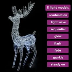 VidaXL XXL Acrylic Christmas Reindeer 250 LED 180 Cm Cold White -VIDAXL DECOR SHOP image 4 329786
