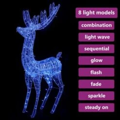 VidaXL XXL Acrylic Christmas Reindeer 250 LED 180 Cm Blue -VIDAXL DECOR SHOP image 4 329787