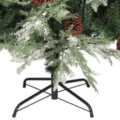 VidaXL Christmas Tree With Pine Cones Green And White 225 Cm PVC&PE -VIDAXL DECOR SHOP image 4 340536