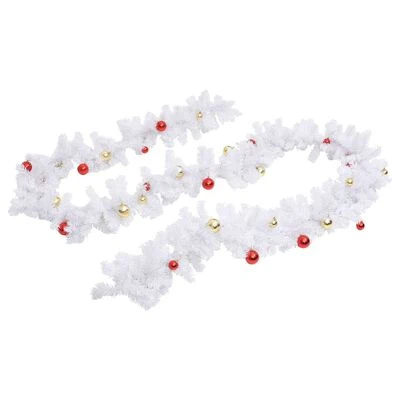 VidaXL Christmas Garland Decorated With Baubles White 5 M 6 VidaXL Christmas Garland Decorated With Baubles White 5 M - Image 4
