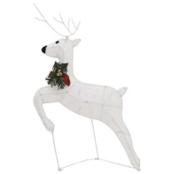 VidaXL Reindeer & Sleigh Christmas Decoration 60 LEDs Outdoor White -VIDAXL DECOR SHOP image 4 342682