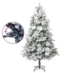 VidaXL Christmas Tree With Flocked Snow&LEDs&Cones 225 Cm PVC&PE -VIDAXL DECOR SHOP image 4 344294