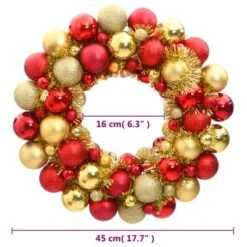 VidaXL Christmas Wreath Red And Gold 45 Cm Polystyrene -VIDAXL DECOR SHOP image 4 356125