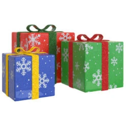 VidaXL Lighted Christmas Boxes 3 Pcs 64 LEDs Warm White -VIDAXL DECOR SHOP image 4 356245