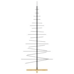 VidaXL Metal Christmas Tree With Wooden Base Black 180 Cm -VIDAXL DECOR SHOP image 4 359605