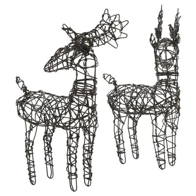 VidaXL Christmas Decoration Reindeer&Sleigh 160 LEDs Warm White Rattan 6 VidaXL Christmas Decoration Reindeer&Sleigh 160 LEDs Warm White Rattan - Image 4