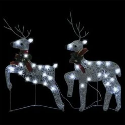 VidaXL Reindeer & Sleigh Christmas Decoration 140 LEDs Outdoor Silver -VIDAXL DECOR SHOP image 5 3100431