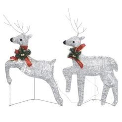 VidaXL Christmas Reindeers 4 Pcs Silver 80 LEDs -VIDAXL DECOR SHOP image 5 3154267