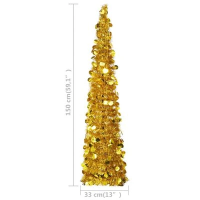 VidaXL Pop-up Artificial Christmas Tree Gold 150 Cm PET 7 VidaXL Pop-up Artificial Christmas Tree Gold 150 Cm PET - Image 5