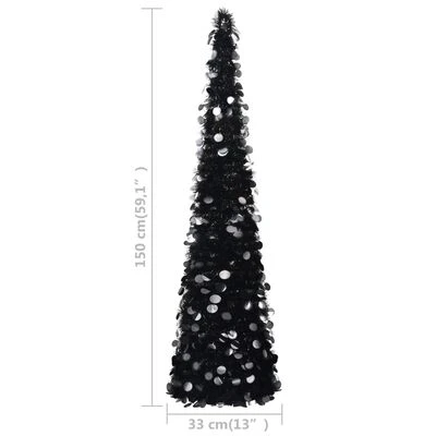 VidaXL Pop-up Artificial Christmas Tree Black 150 Cm PET 7 VidaXL Pop-up Artificial Christmas Tree Black 150 Cm PET - Image 5