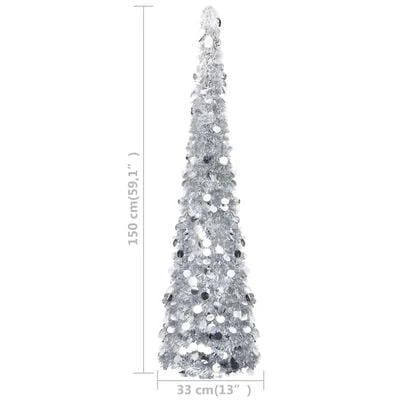 VidaXL Pop-up Artificial Christmas Tree Silver 150 Cm PET 7 VidaXL Pop-up Artificial Christmas Tree Silver 150 Cm PET - Image 5