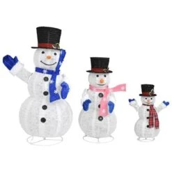VidaXL Decorative Christmas Snowman Family Figures With LED Luxury Fabric -VIDAXL DECOR SHOP image 5 329765