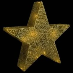 VidaXL Christmas Decoration Stars 3 Pcs Gold Mesh LED Outdoor Indoor -VIDAXL DECOR SHOP image 5 329775