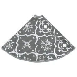 VidaXL Luxury Christmas Tree Skirt With Sock Grey 90 Cm Fabric -VIDAXL DECOR SHOP image 5 330281