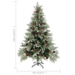 VidaXL Christmas Tree With Pine Cones Green And White 150 Cm PVC&PE -VIDAXL DECOR SHOP image 5 340534