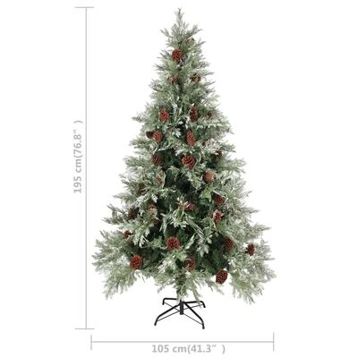 VidaXL Christmas Tree With Pine Cones Green And White 195 Cm PVC&PE 7 VidaXL Christmas Tree With Pine Cones Green And White 195 Cm PVC&PE - Image 5