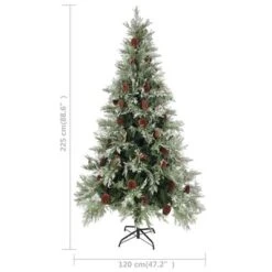 VidaXL Christmas Tree With Pine Cones Green And White 225 Cm PVC&PE -VIDAXL DECOR SHOP image 5 340536