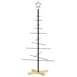 VidaXL Metal Christmas Tree With Wooden Base Black 120 Cm -VIDAXL DECOR SHOP image 5 359603
