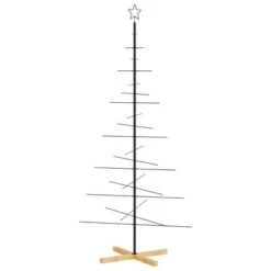 VidaXL Metal Christmas Tree With Wooden Base Black 180 Cm -VIDAXL DECOR SHOP image 5 359605