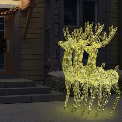 VidaXL XXL Acrylic Christmas Reindeers 250 LED 3 Pcs 180 Cm Warm White 8 VidaXL XXL Acrylic Christmas Reindeers 250 LED 3 Pcs 180 Cm Warm White - Image 6