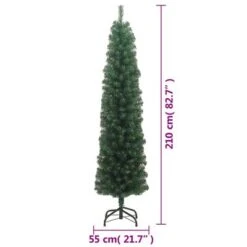 VidaXL Slim Artificial Christmas Tree With Stand Green 210 Cm PVC -VIDAXL DECOR SHOP image 6 320951